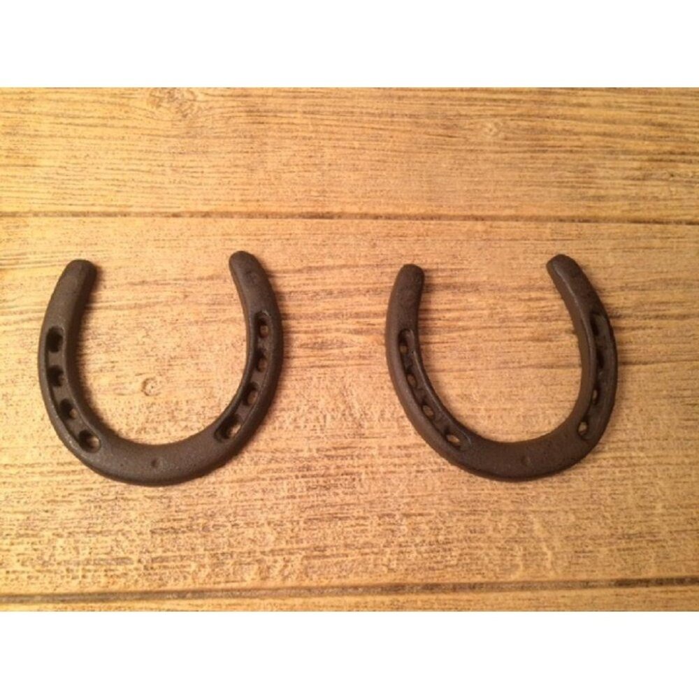 TWO Large Horseshoes Rustic Cast Iron 05208